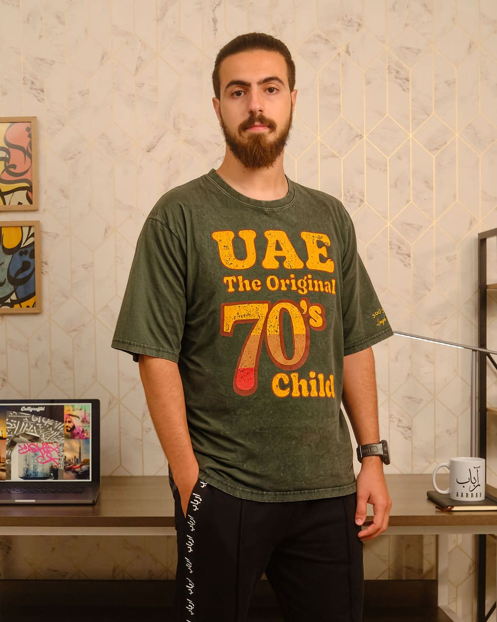 UAE 70’s CHILD T-SHIRT- OLIVE