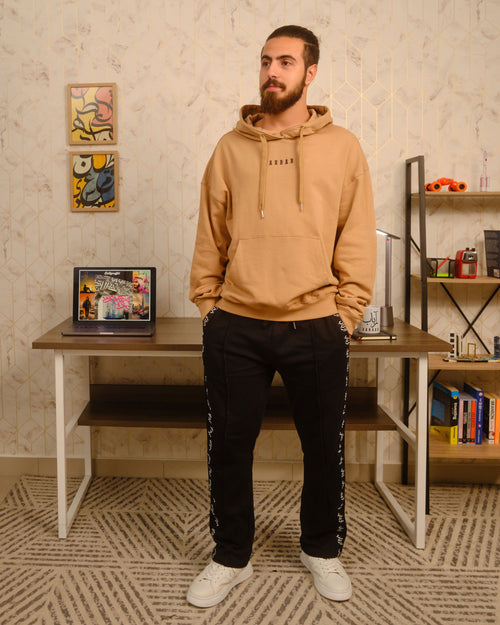 Beige with Black Print