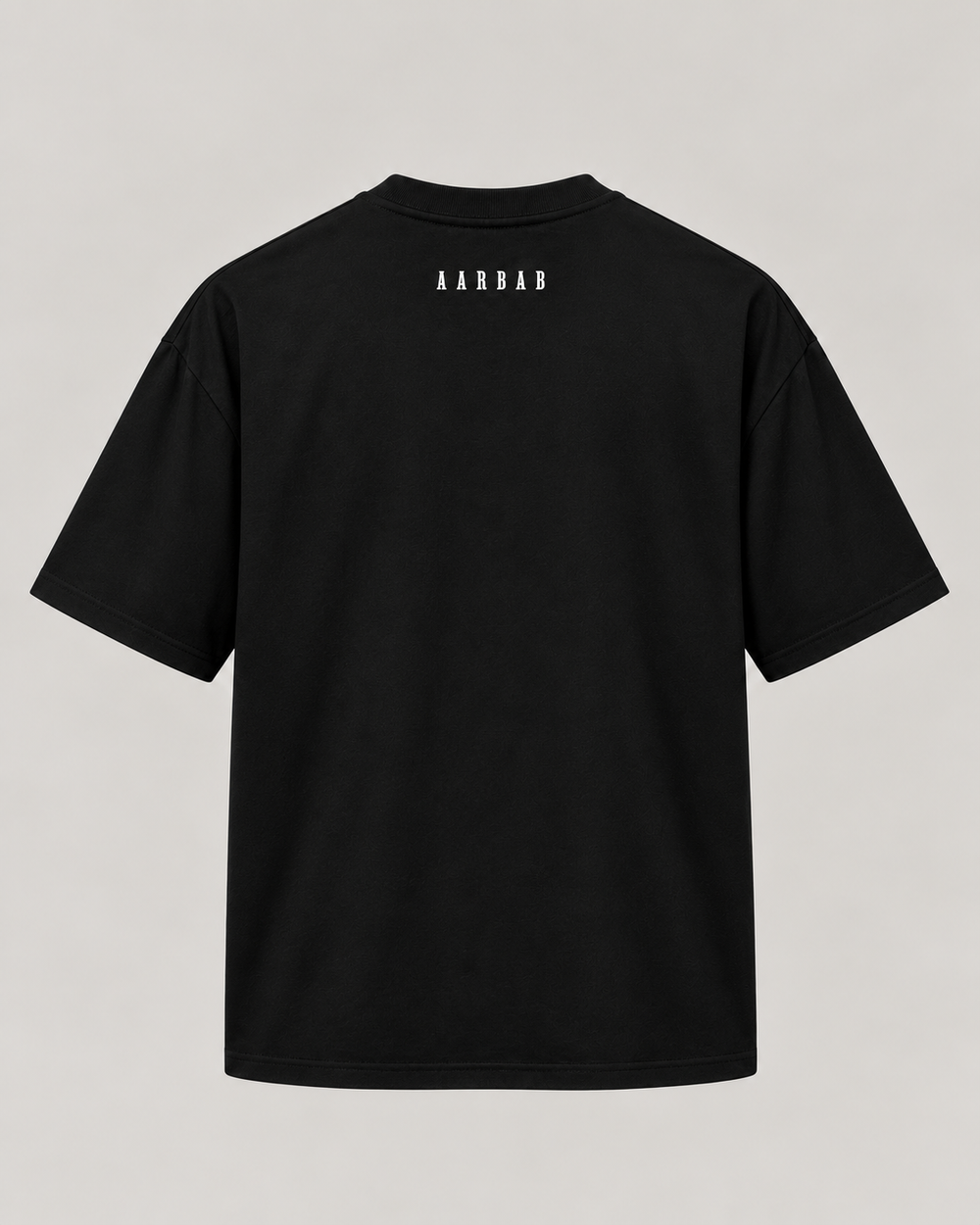 Laugh Outside Cry Inside T-shirt in black, AARBAB, back flat lay