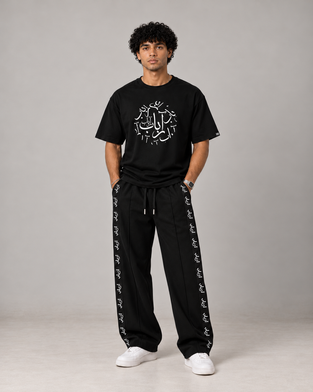 AARBAB Joggers in black, AARBAB, front view, full look