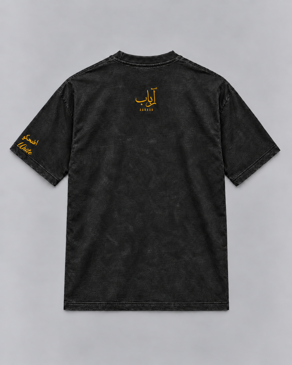 Leap of Faith T-shirt in washed black, AARBAB, back flat lay