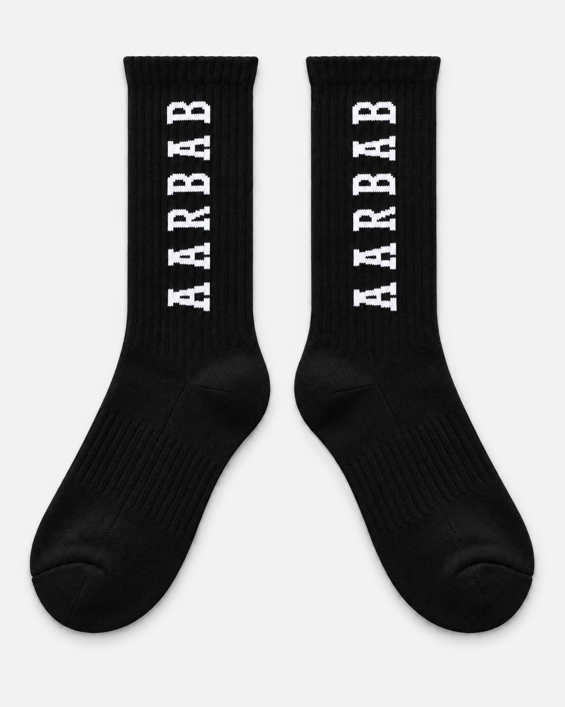 Aarbab Crew Socks in Black – flat lay