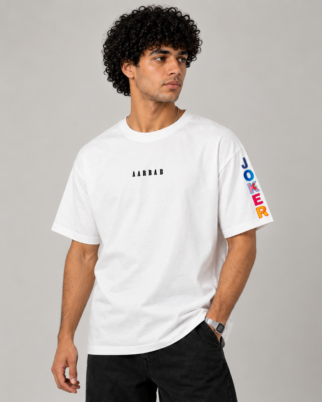 Work Stole My Smile T-shirt in white, AARBAB, front view