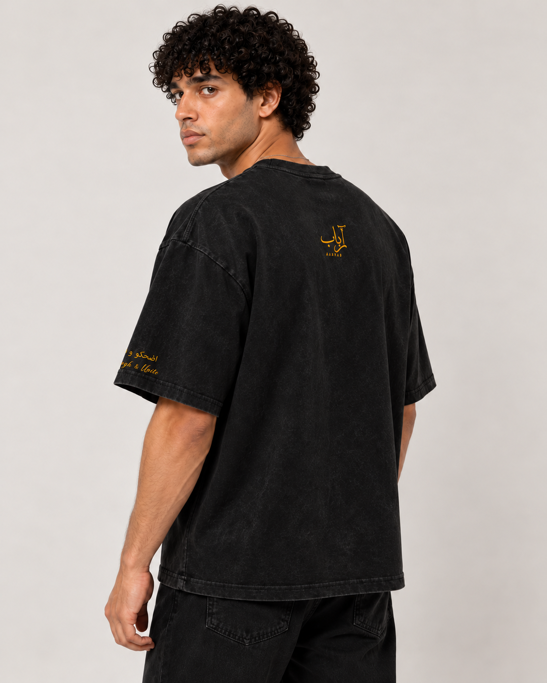 Leap of Faith T-shirt in washed black, AARBAB, back view