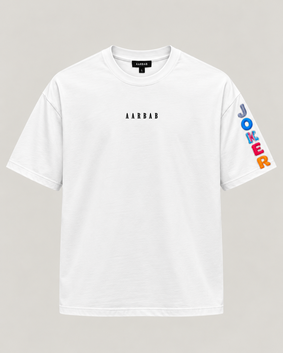 Work Stole My Smile T-shirt in white, AARBAB, front flat lay