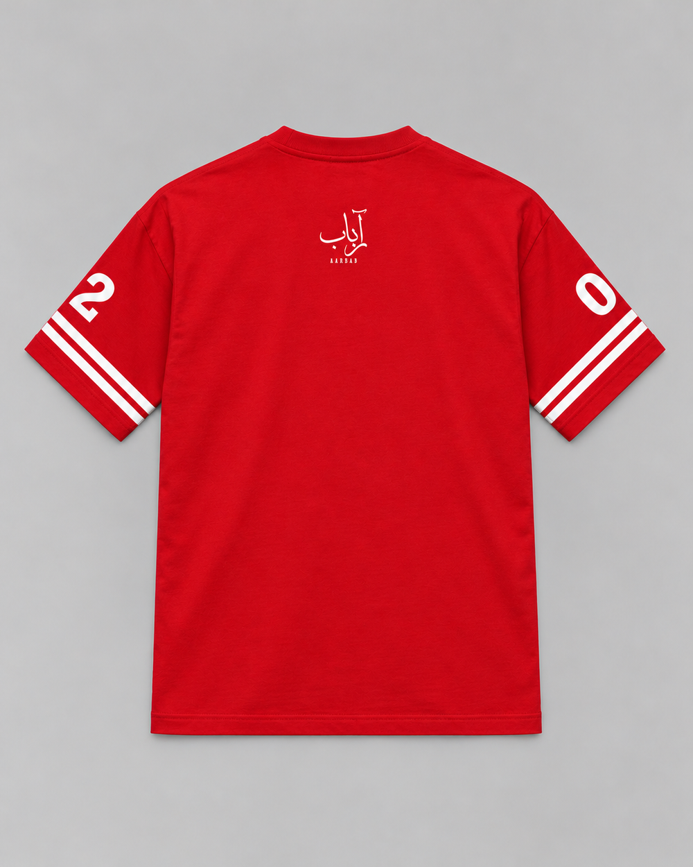 '71 Varsity T-shirt in red, AARBAB, back flat lay