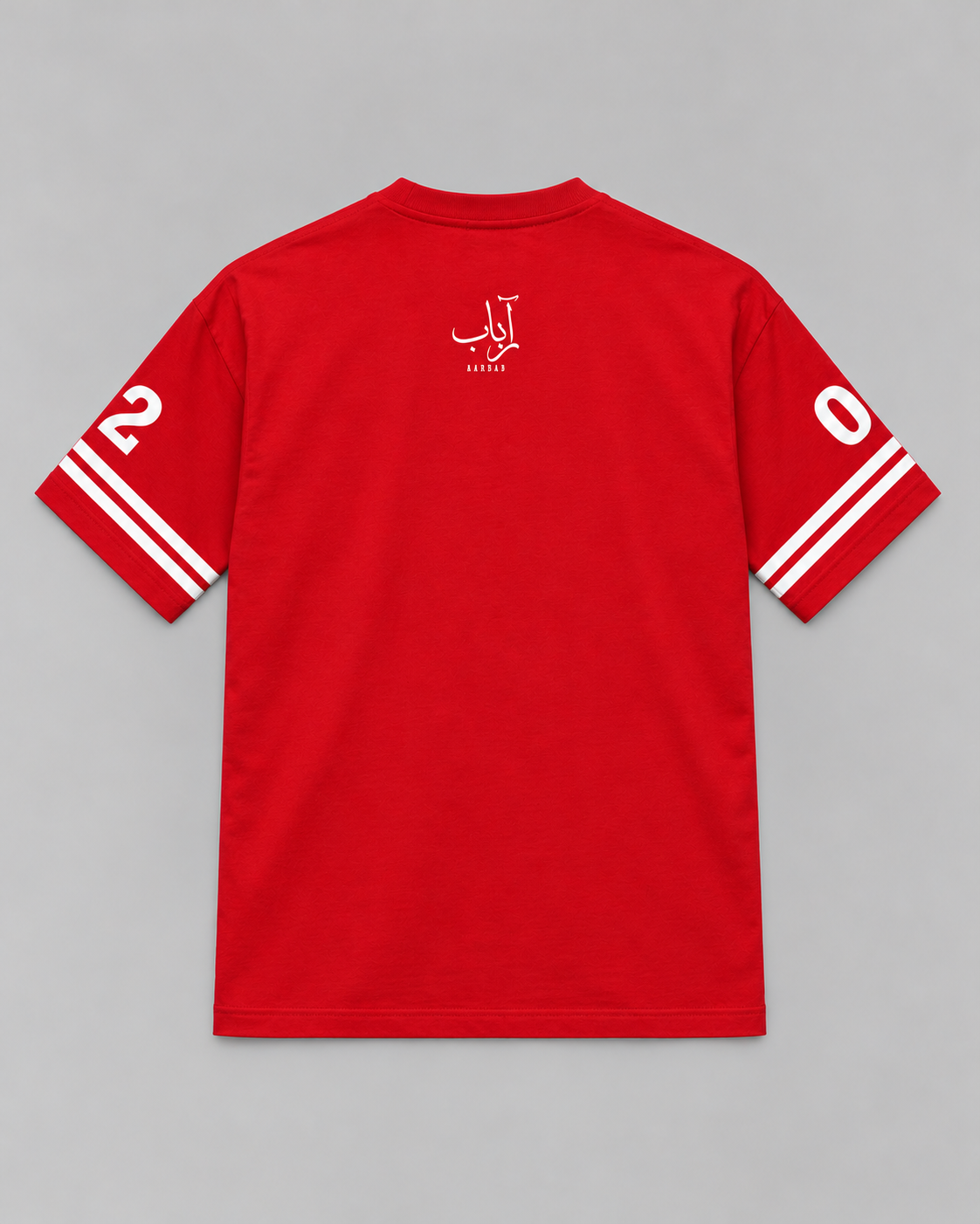 '71 Varsity T-shirt in red, AARBAB, back flat lay