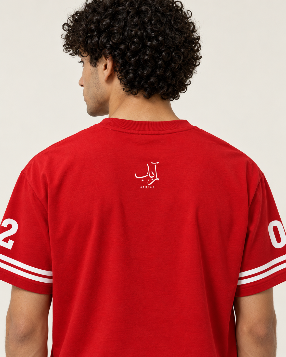 '71 Varsity T-shirt in red, AARBAB, back view