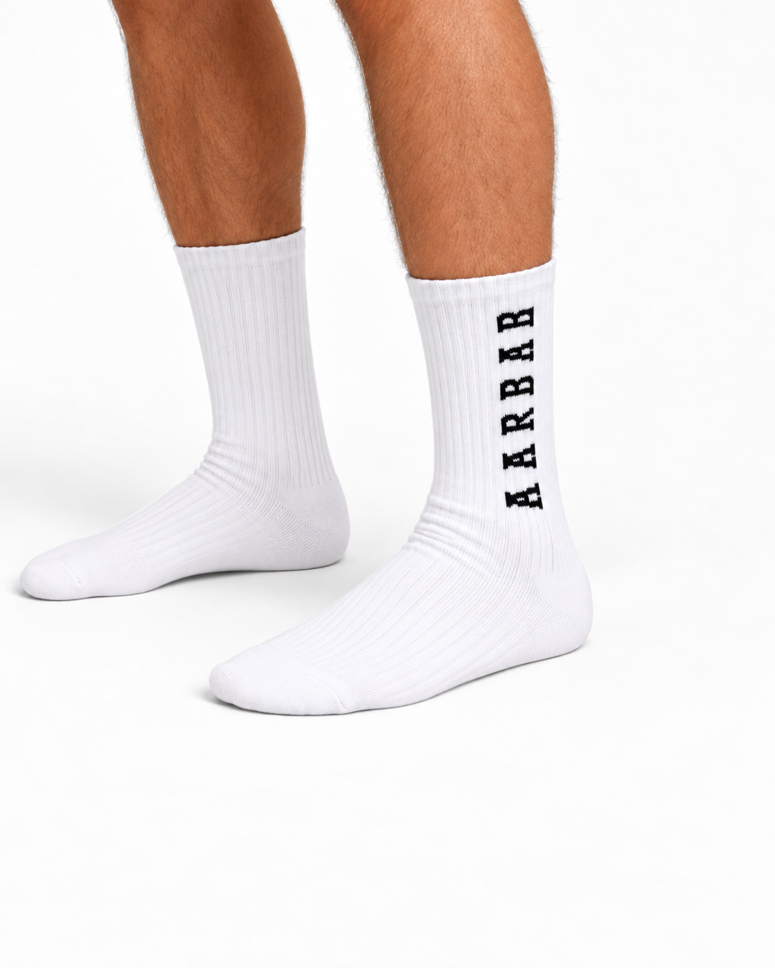 Aarbab Crew Socks in White – on foot