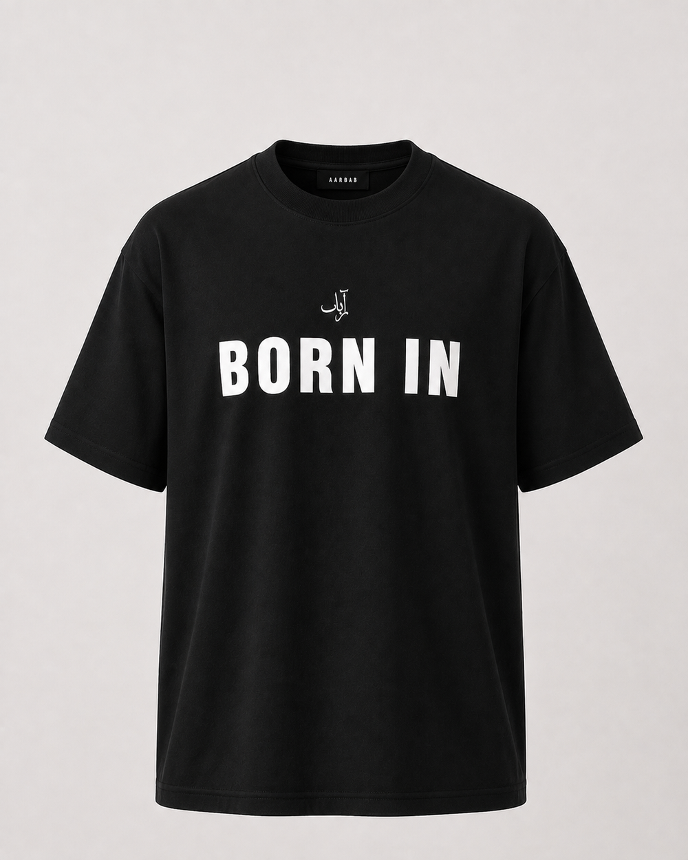 Born in Dubai T-shirt in black, AARBAB, view 3