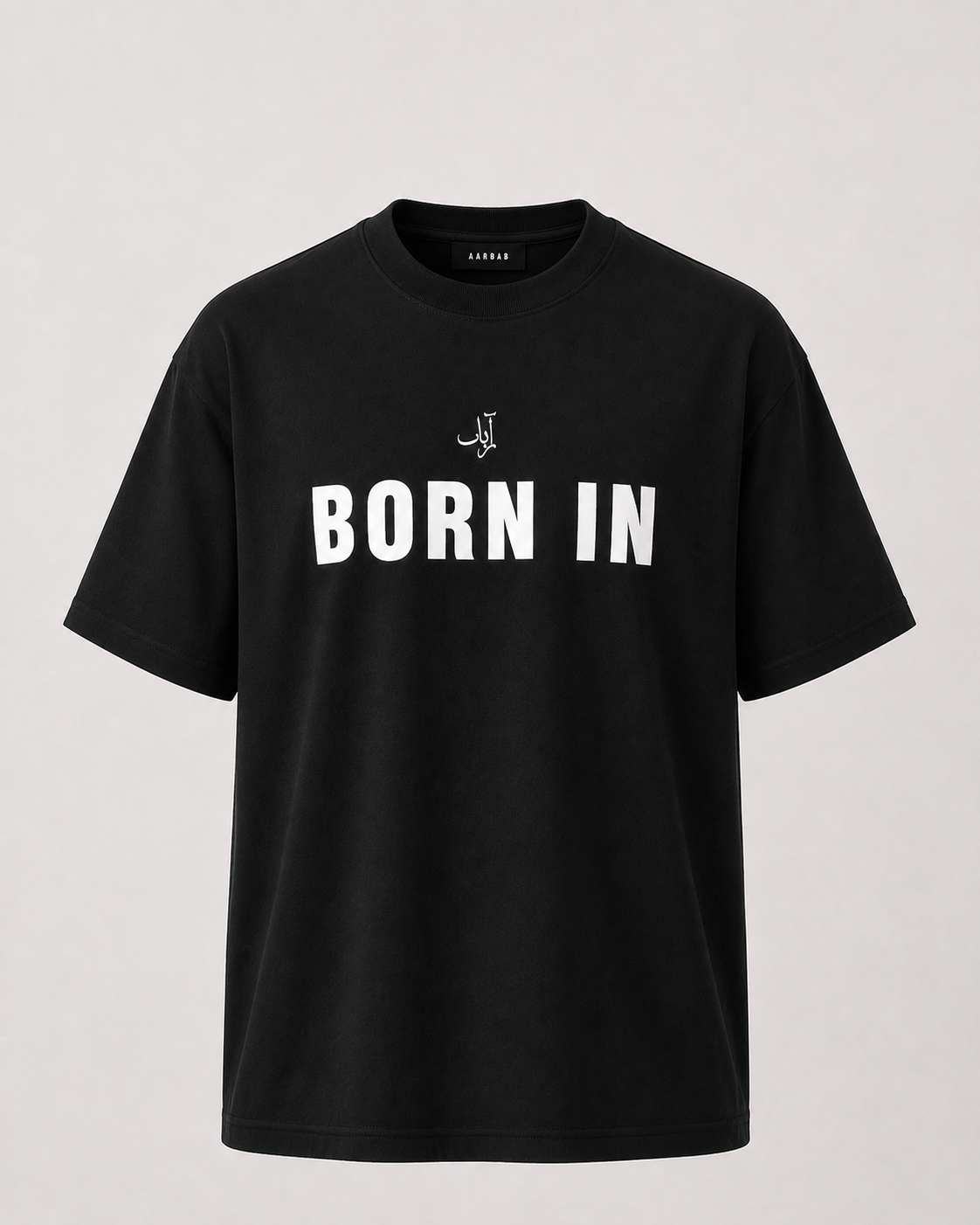 Born in Dubai T-shirt in black, AARBAB, view 3