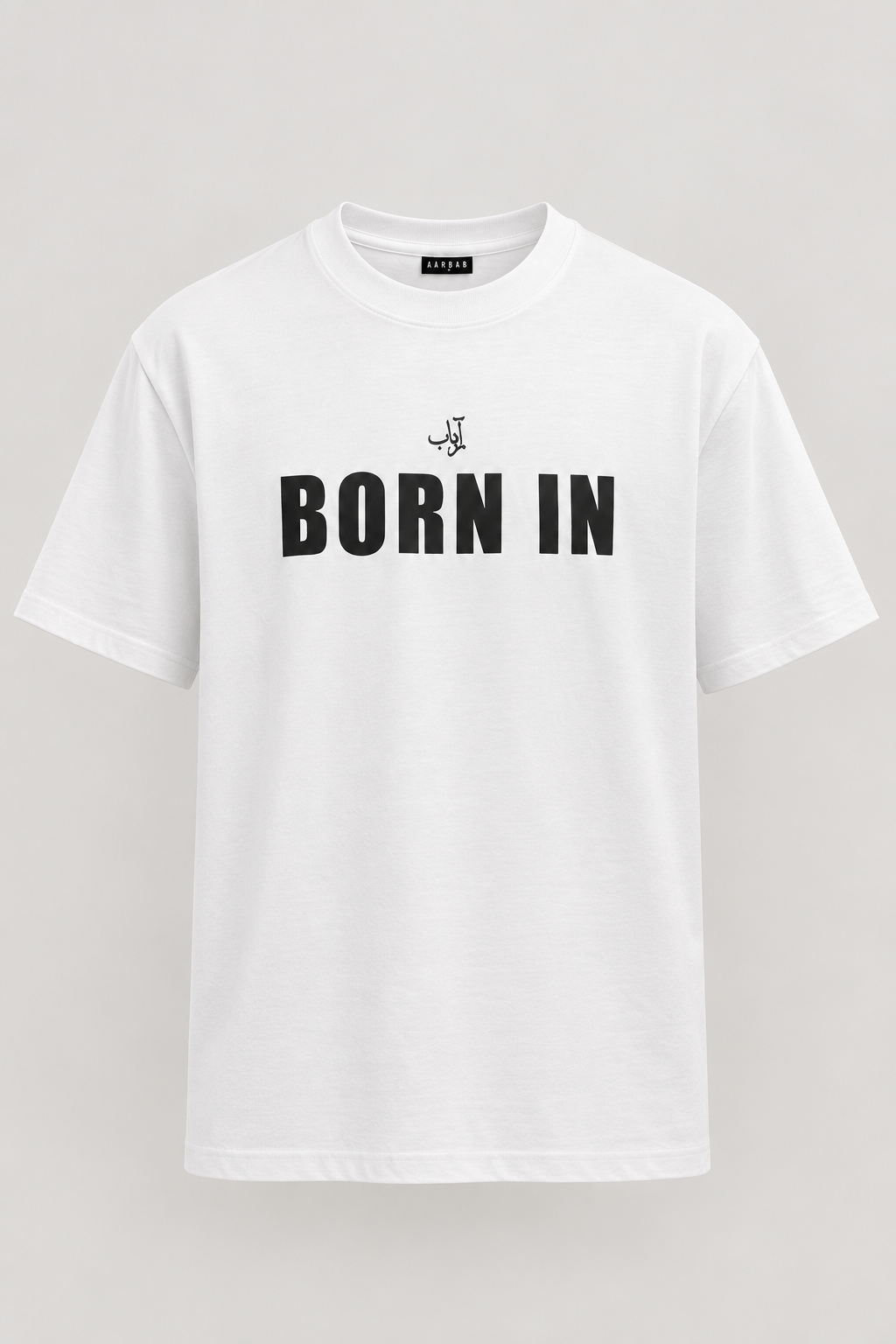 Born in Dubai T-shirt in white, AARBAB, view 3